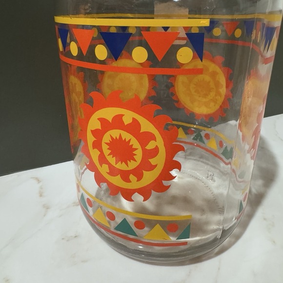 VTG Anchor Hocking Sun Tea Gallon Glass Jar 70's Jug Dispenser Yellow Sunny Daze - Picture 3 of 8